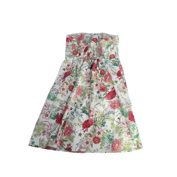 Old Navy Women's Sz 8 Strapless Floral A-Line Dress Garden Feminine Spring - Picture 2 of 11